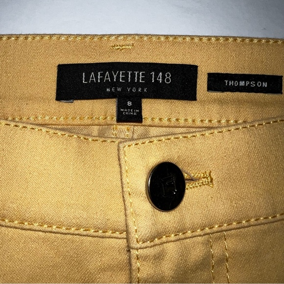 Lafayette 148 New York Thompson Straight Leg Jean Gold Yellow Sz 8 - Picture 4 of 13